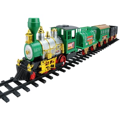 20-Piece Battery Operated Lighted and Animated Classic Christmas Train Set with Sound - 12"