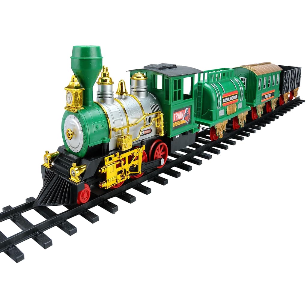 20-Piece Battery Operated Lighted and Animated Classic Christmas Train Set with Sound - 12"