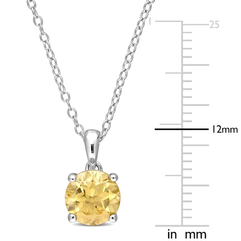 Miadora Citrine Solitaire Birthstone Necklace in Sterling Silver