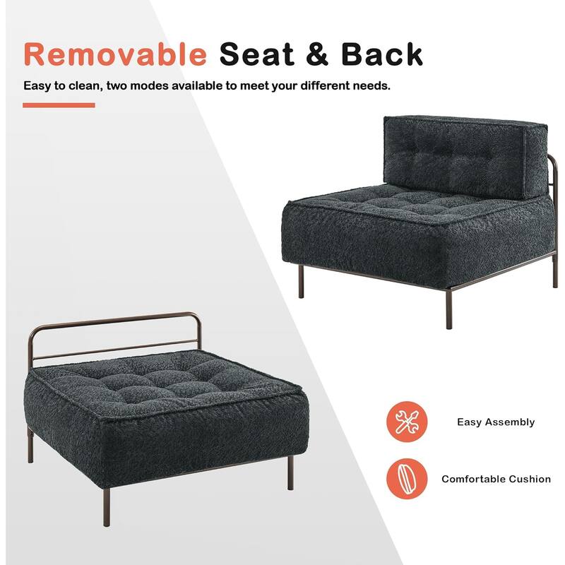 MCombo Modular Sofa Couch with Removable Cushion, 3 Seaters Accent Sofa Chair