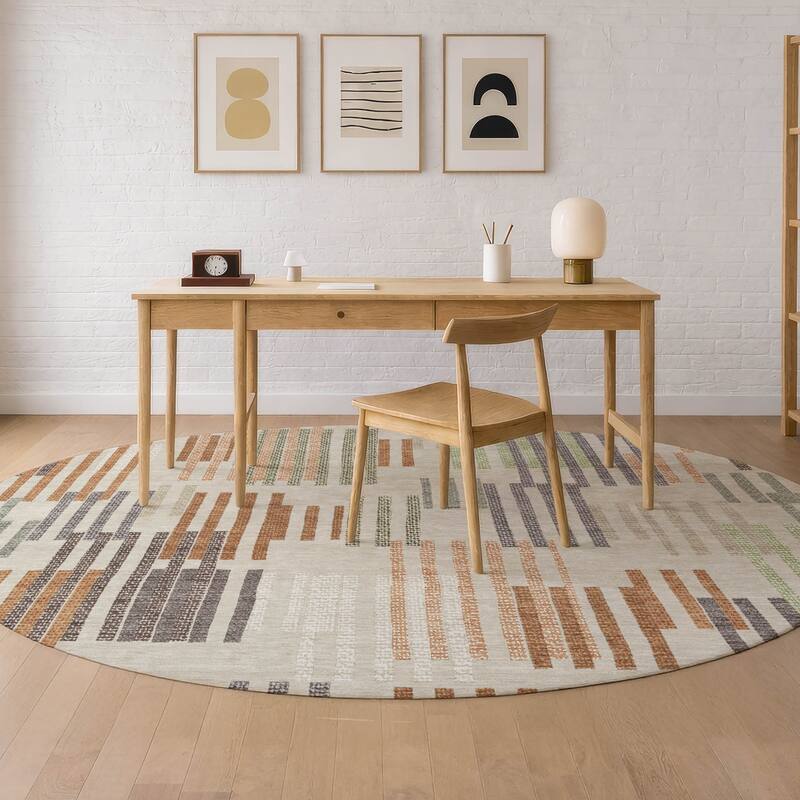 Machine Washable Indoor/ Outdoor Modern Pines Chantille Rug