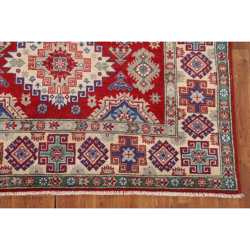 Traditional Kazak Oriental Area Rug Handmade Red Wool Carpet - 5'0" x 6'7"
