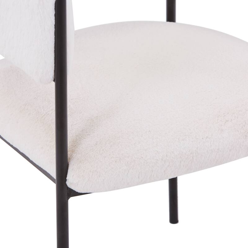 Dining Chair in Leather with Open-Back and Powder Coated Iron Legs Set of 4