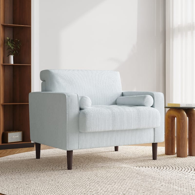 Aronas Modern Corduroy Wide Accent Chair with Pillows