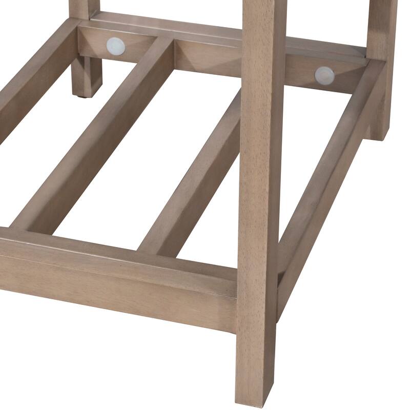 Hillsdale Amelia Backless Wood Vanity Stool, Antique Gray - Antique Gray - 21" x 14.5" x 18.5"