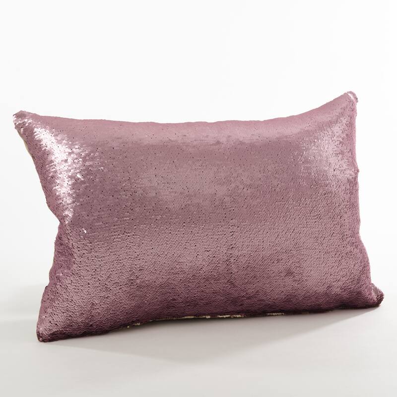 Sirun Collection Sequin Mermaid Design Throw Pillow - 16"x24" - Eggplant - Feather Down