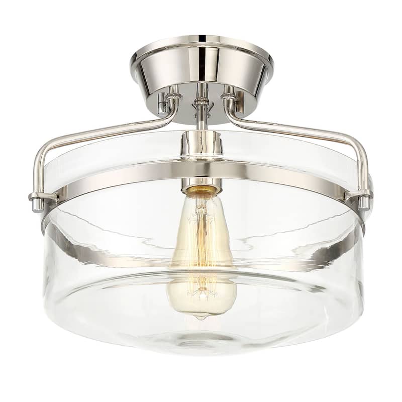 Bellevue Single Light 13" Wide Semi-Flush Bowl Ceiling Fixture