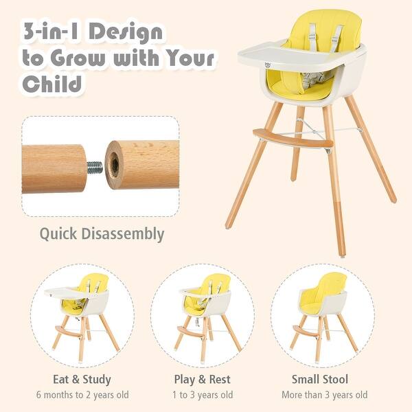 Shop Babyjoy 3 In 1 Convertible Wooden High Chair Baby Toddler Highchair W On Sale Overstock 28904020
