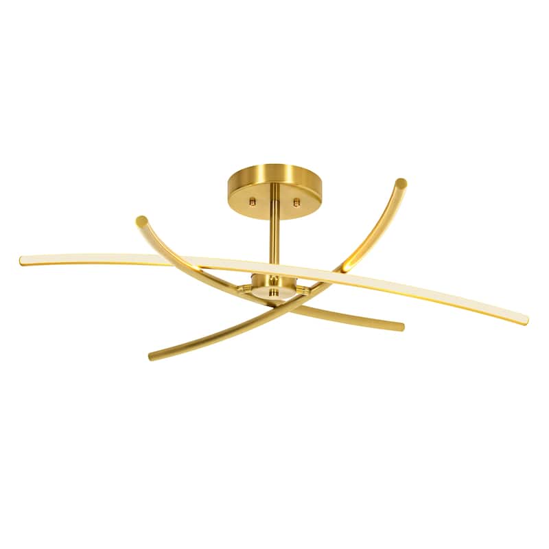 1-Light Cross-Arc Tube LED Flush Mount Ceiling Light with Warm 3000K Light for Living Room