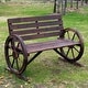 preview thumbnail 2 of 0, Outsunny Outdoor Patio Wagon Wheel Wooden Bench Chair Brown