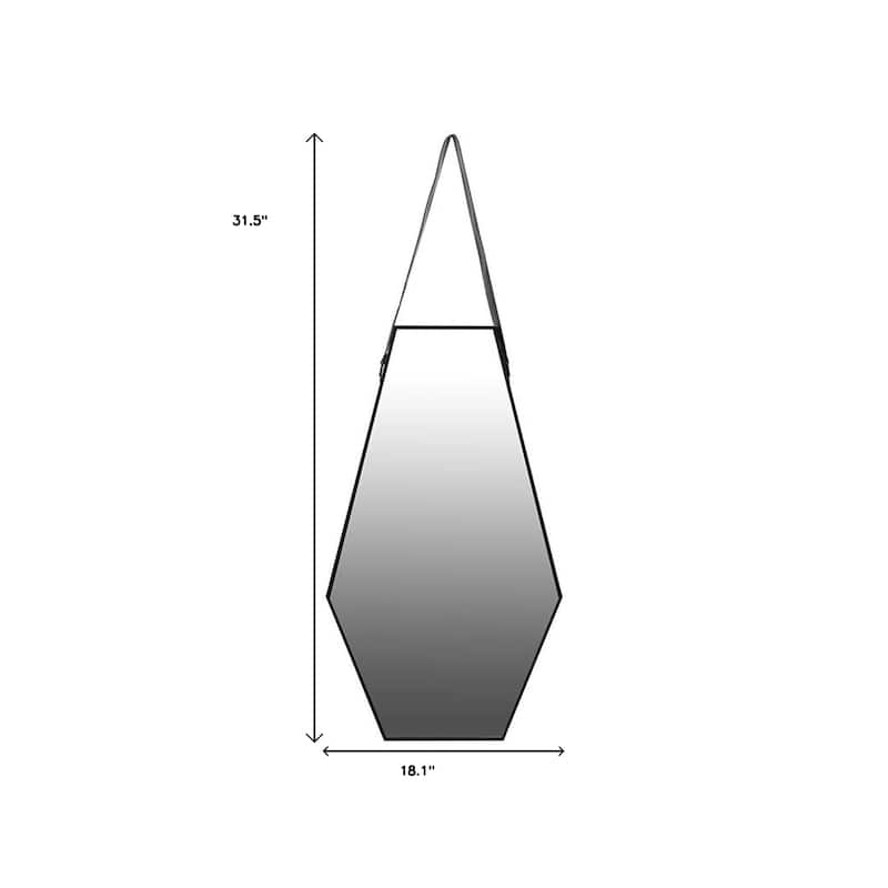HomeRoots 32" Black Hexagon Wood Framed Accent Mirror - 18.1' X '31.5' X '1.6