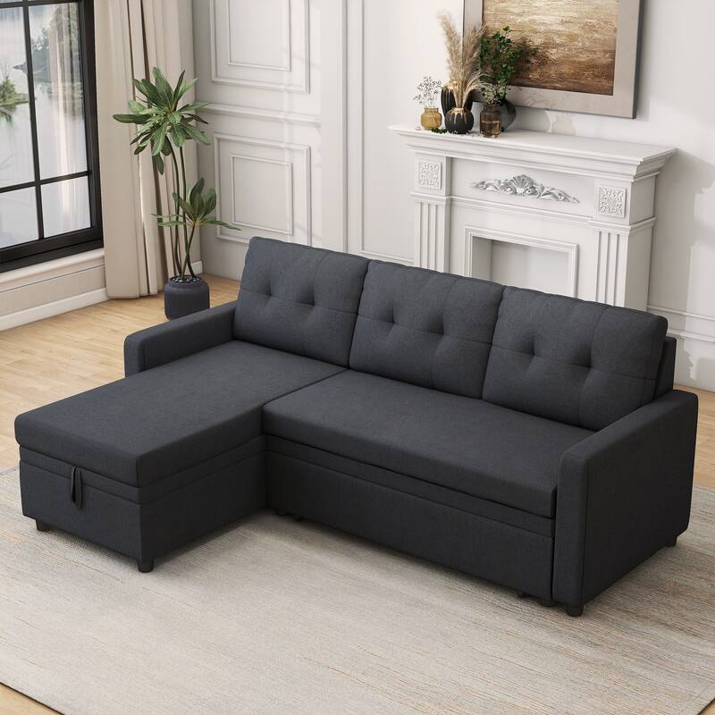 Modern L-Shape Convertible Sleeper Sectional Sofa