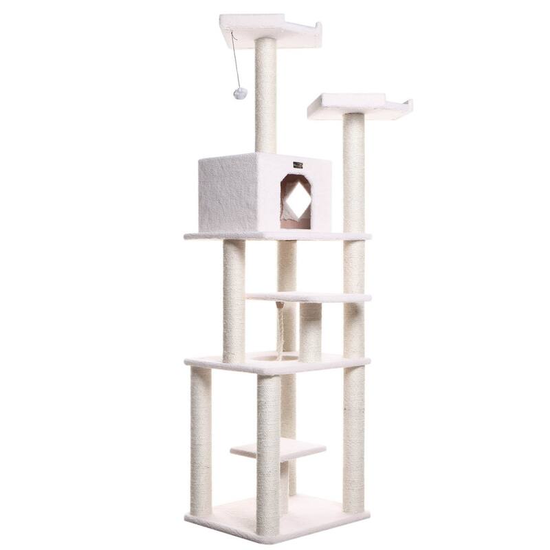 Real Wood B7801 Classic Cat Tree In Ivory 6 Levels Playhouse