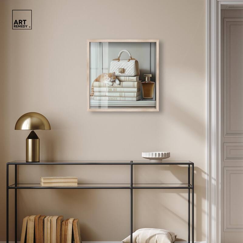 Ivory Books and Kitten Shadowbox by Art Remedy