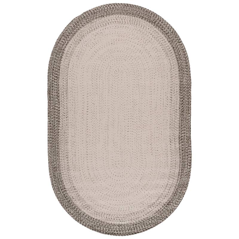 SAFAVIEH Handmade Braided Eiry Washable Indoor/Outdoor Rug - Weather Resistant & Easy Cleaning - 5' x 8' Oval - Ivory/Grey