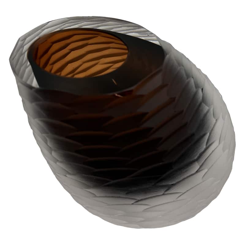 5" High Premium Contemporary Glass Vase for Flowers in Brown