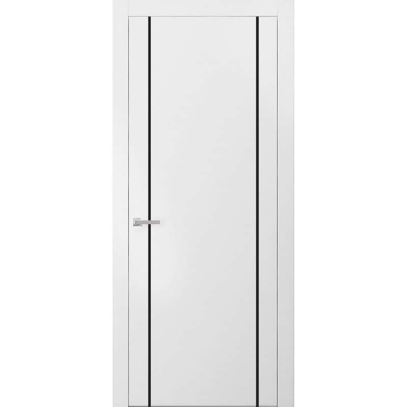 Solid French Door 28 x 80 Planum 0016 White Silk with| Bathroom - 30" x 96"