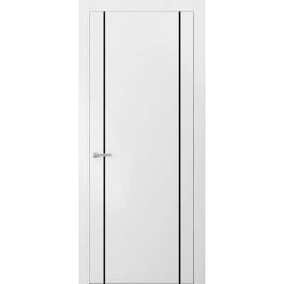 Solid French Door 28 x 80 Planum 0016 White Silk with| Bathroom
