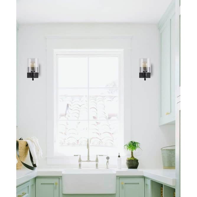 Industrial wall sconce black wall light glass, metal light fixture