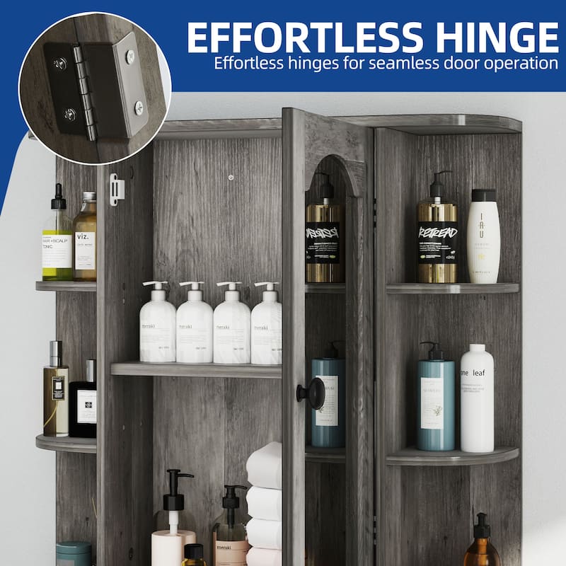 Modern Wall Bathroom Storage Medicine Cabinet with Adjustable Shelves and Towel Rack
