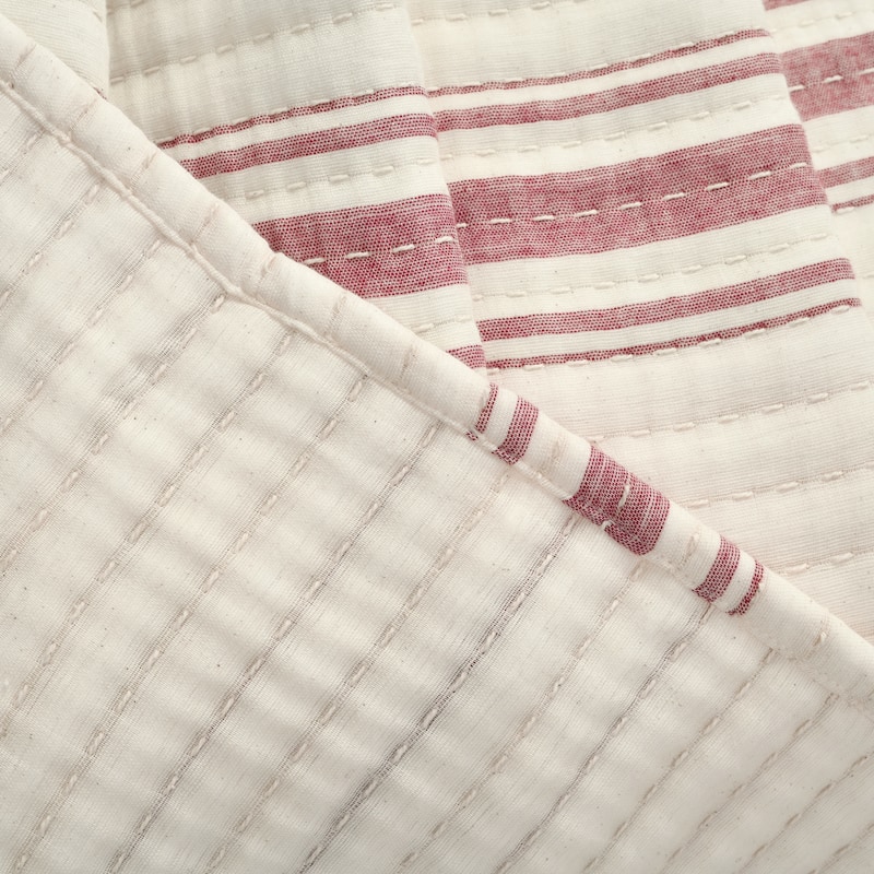 Lush Decor Farmhouse Stripe Kantha Pick Stitch Yarn Dyed Cotton Woven Quilt/Coverlet