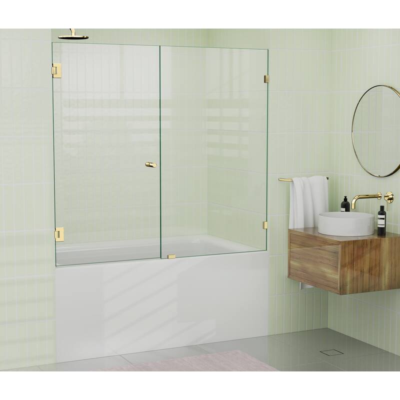 Glass Warehouse 58.25" x 57.75" Frameless Shower Bath Door - Wall Hinge