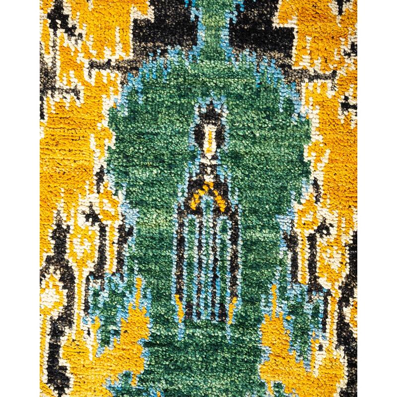 Overton Hand Knotted Wool Vintage Inspired Modern Contemporary Modern Black Area Rug - 7' 10" x 9' 10"