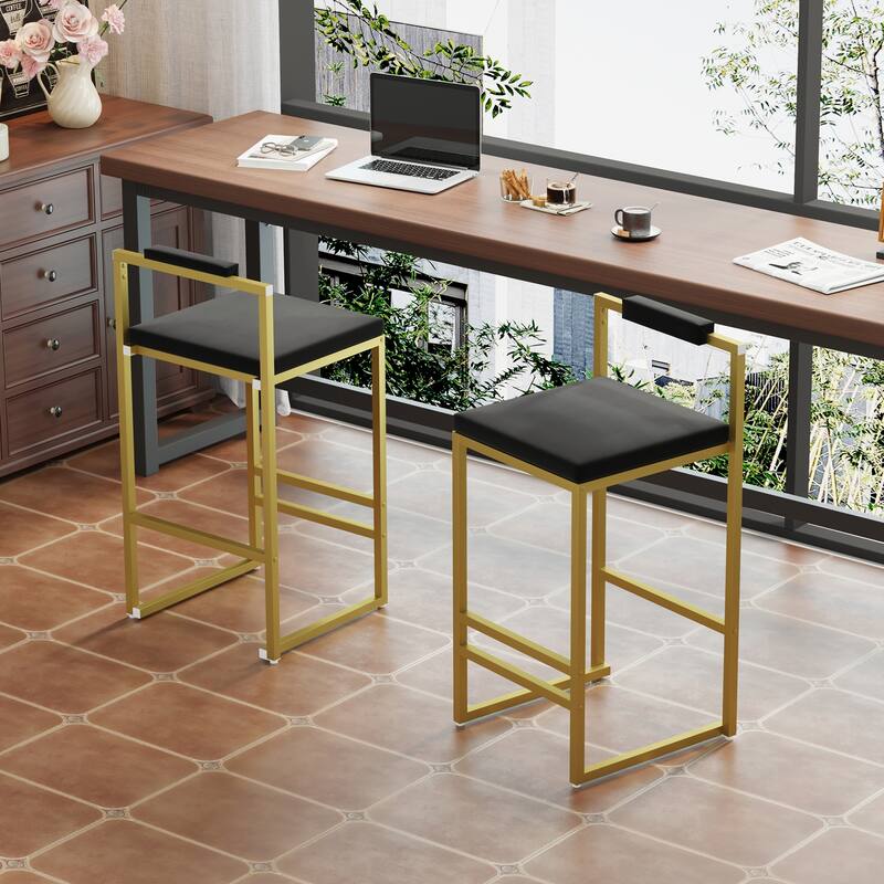 Set of 2 Upholstered Velvet Bar Stools