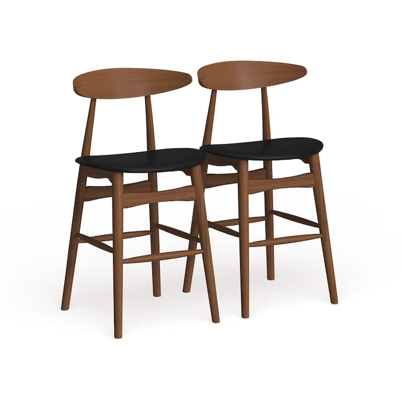 Carson Carrington Solna Mid-century Black Faux Leather Counter Stool (Set of 2)