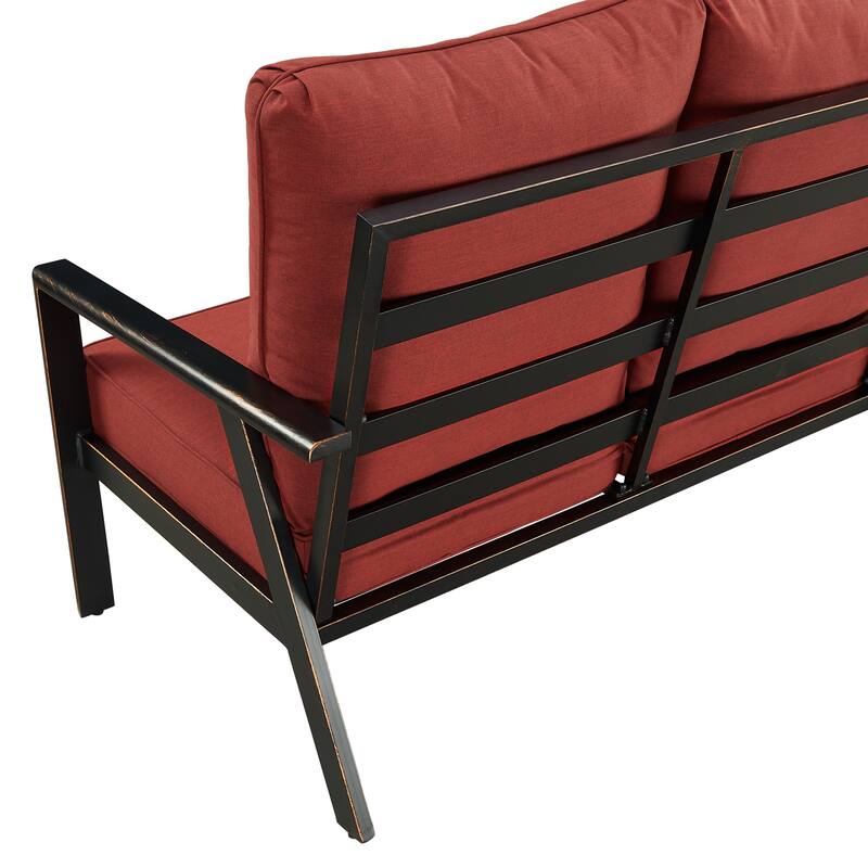 Black Aluminum Deep Seating Deep Seating Sofa with Cushions