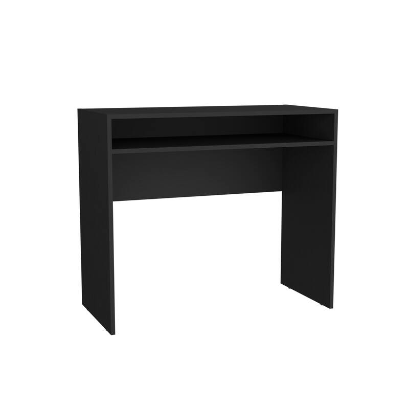Contemporary Writing Desk with Minimalist Style, Extra Storage Shelf, and Water-Resistant Top for Versatile Use