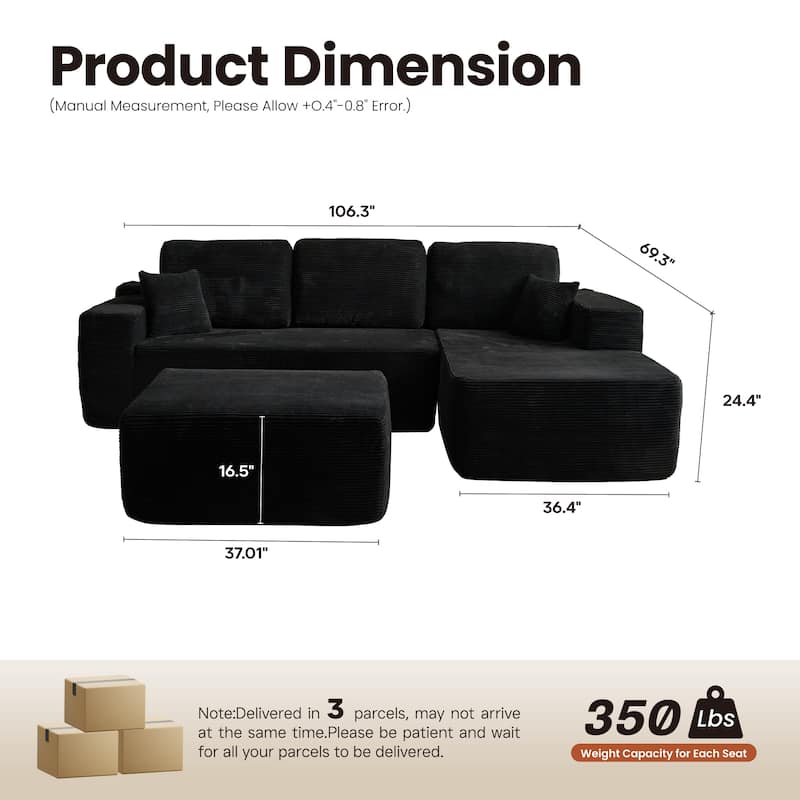 ​​OVIOS Lazy Chaise Lounge Sofa with Ottoman​