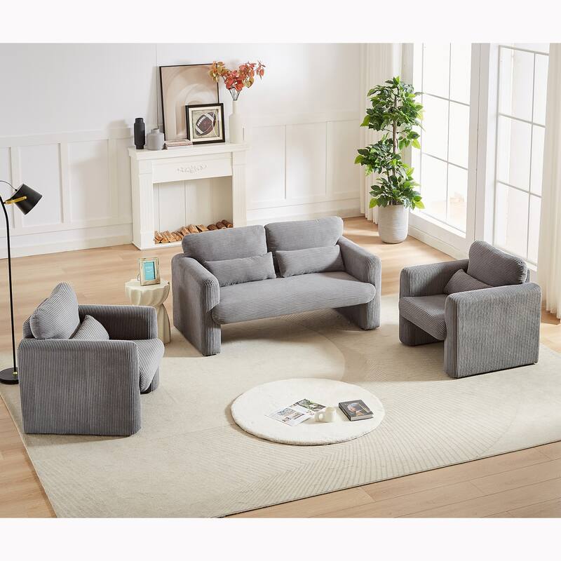 Corduroy Fabric Free Combination Sofa Set w/Support Pillow