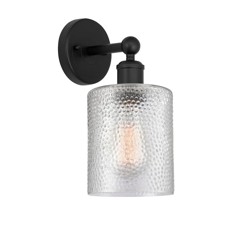 Innovations Lighting 616-1W-12-5 Cobbleskill Sconce Cobbleskill 12" - Matte Black / Clear