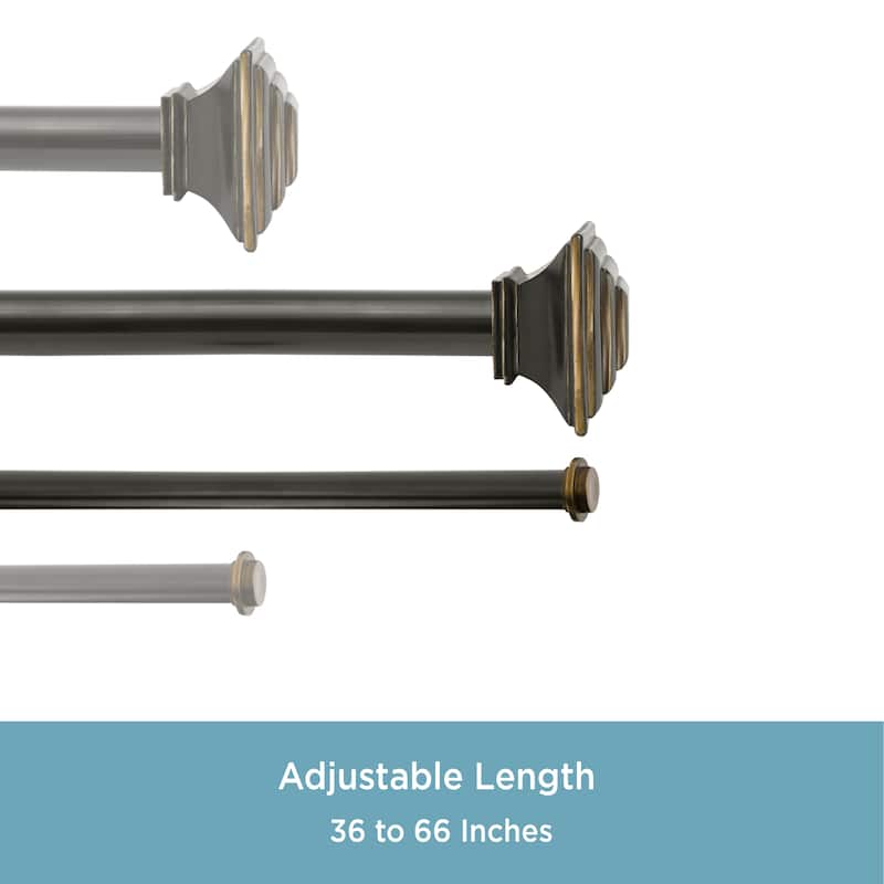 Kenney® Mission 1" Premium Decorative Window Double Curtain Rod, 36-66", Oil Rubbed Bronze