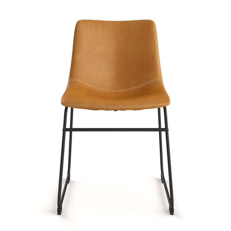 Petra Vegan Leather Side Chairs with Black Legs (Set of 2) - Light Brown / Black Legs