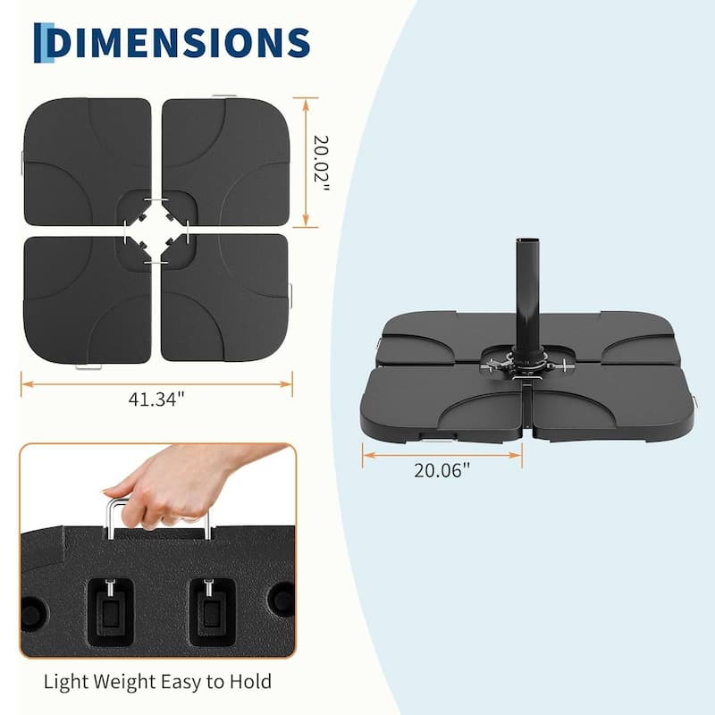 330LB Capacity 4Pcs Patio Umbrella Base, Umbrella Stand for 10-15FT Umbrellas, Outdoor Deck Poolside