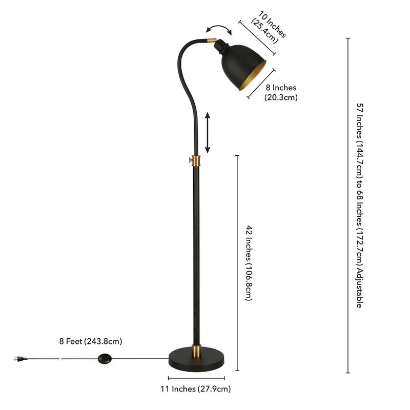 68 Inch Adjustable Floor Lamp with White Frosted Glass Shade for Reading