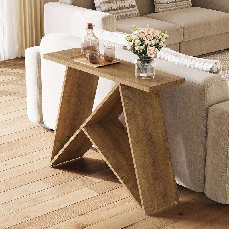 41.3 Inch Console Table, Modern Entryway Table with Geometric Base