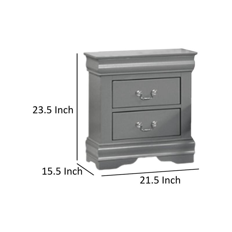 Light Gray 2 Drawer 15.5 in. W Nightstand with Sturdy Hardware and Ample Storage