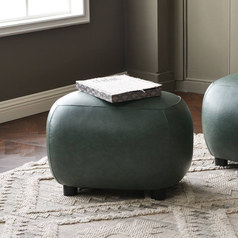 KINWELL 2-Piece Faux Leather Living Room Sets - 1 Swivel Accent Chair & 1 Ottoman Footrest
