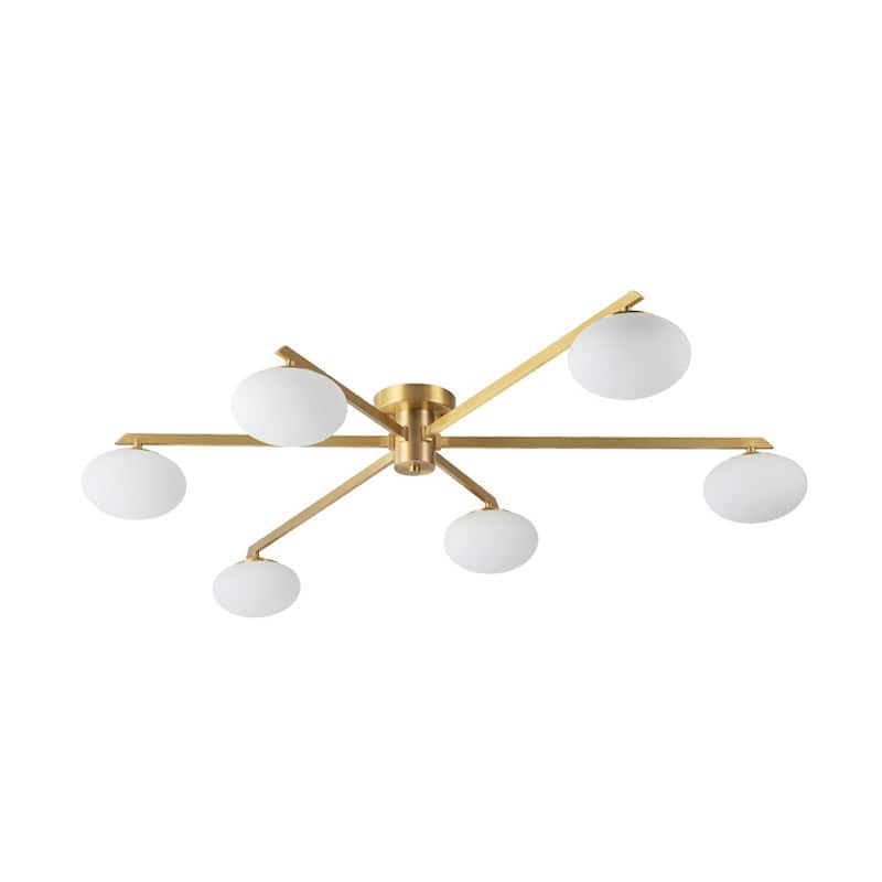 Mid-century Modern Oval Glass Accents Semi-flush Mount
