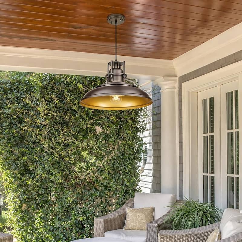 Farmhouse Vintage Barn Pendant Light Oil with Rubbed Bronze Finish