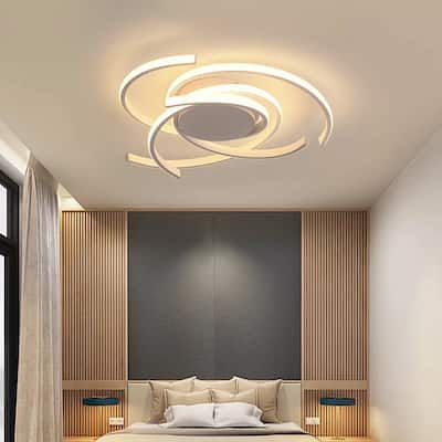 LED Dimmable Ceiling Light Flush Ceiling Lamp Chandelier White Remote - 22" x 4"