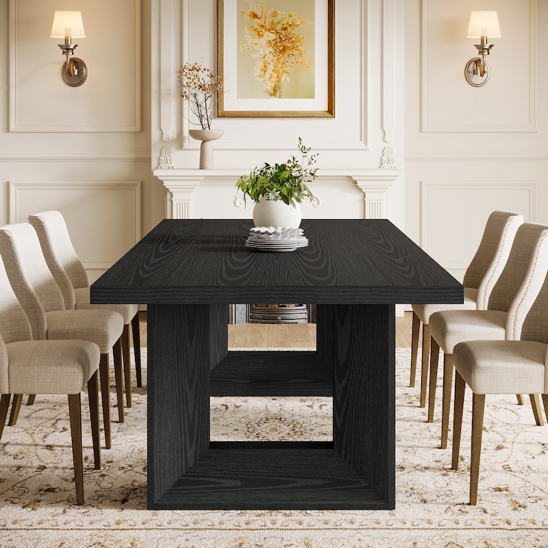 Dining Table for 6 People, 63'' Rectangular Kitchen Table with Strong Geometric Legs