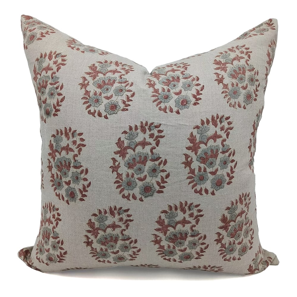 Fabdivine Soft Bohemian Linen Handmade Block Fall Décor Home Accent Pillow Cover