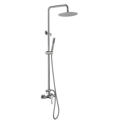 Outdoor 10 Inch Round Rain Shower Set with Handheld Shower (Adjustable Slider)