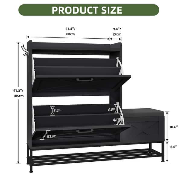 dimension image slide 5 of 8, Moasis Shoe Storage Cabinet with Drawers Entryway Shoe Storage