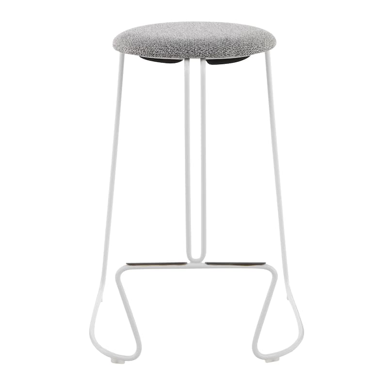 Finn Counter Stool in White Steel and Charcoall Fabric - Set of 2 - 19.5"Lx18"Wx25.75"H