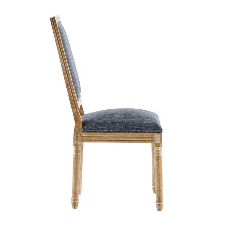 [Set of 2] French Country Dining Chairs - Elegant Cane Backrest & Upholstered Seats with Fluted Legs- Solid Rubberwood Frame